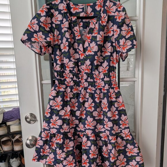 🌸 Anthropologie The Somerset Mini Dress - Floral: Navy and Pink - L - Picture 4 of 8